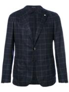 Tagliatore Plaid Button Up Blazer - Blue