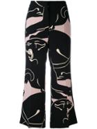 Valentino - Printed Trousers - Women - Silk/spandex/elastane/lyocell - 38, Black, Silk/spandex/elastane/lyocell