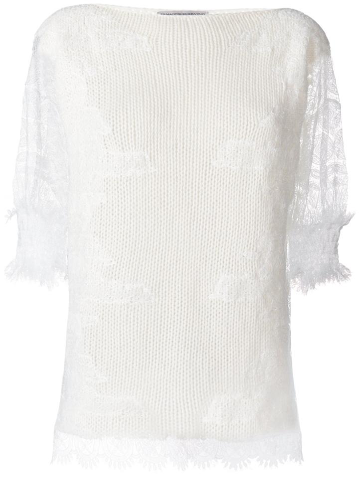 Ermanno Scervino Lace Sleeves Jumper - White