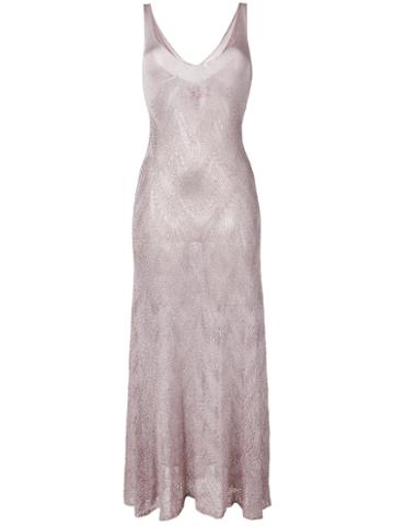 D'enia - Knit Maxi Dress - Women - Nylon/acetate/metallized Polyester - M, Pink/purple, Nylon/acetate/metallized Polyester