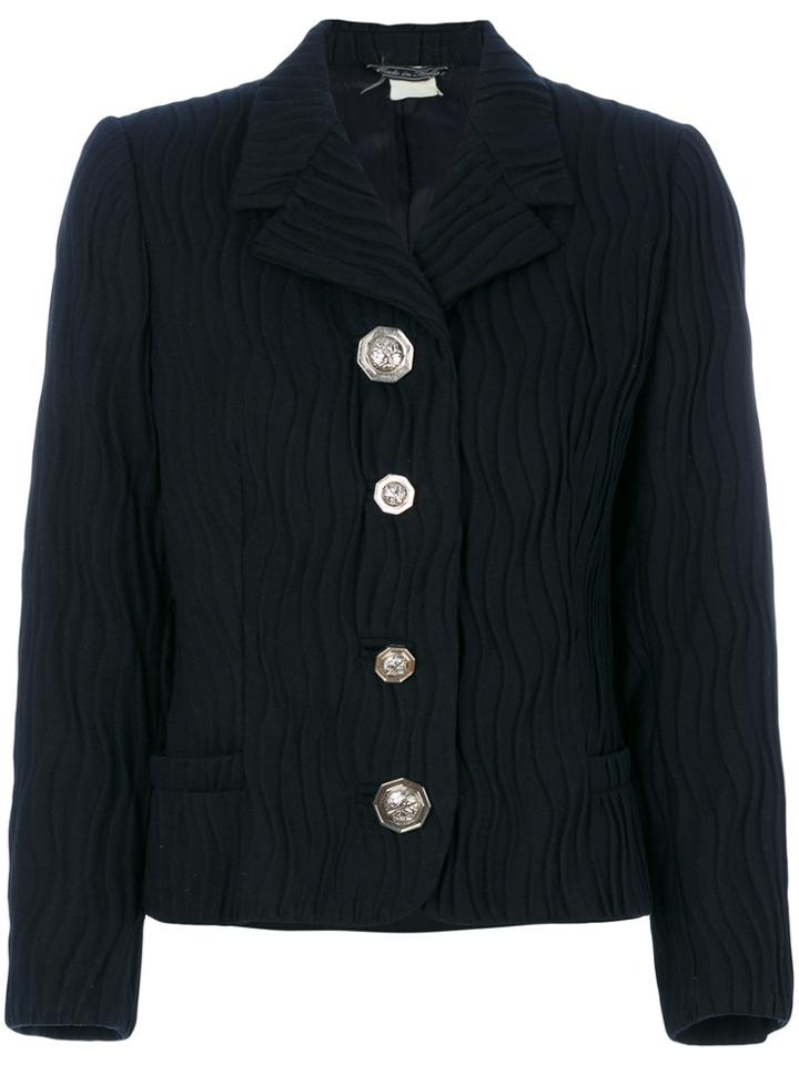 Versace Vintage Cropped Textured Jacket - Black