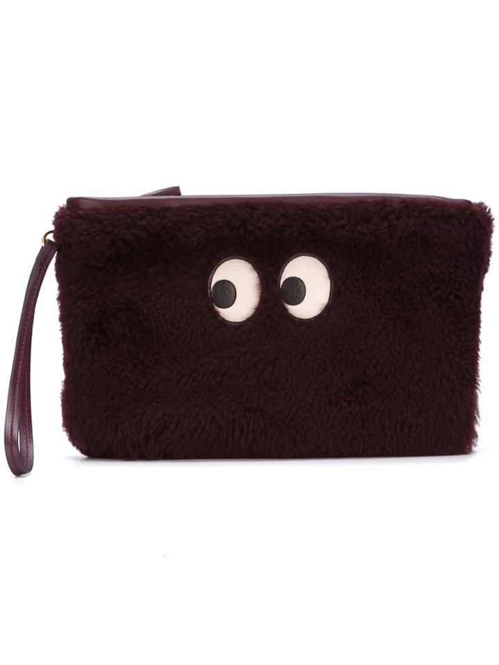 Anya Hindmarch 'eyes' Clutch, Women's, Pink/purple, Leather/goat Fur