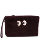 Anya Hindmarch 'eyes' Clutch, Women's, Pink/purple, Leather/goat Fur