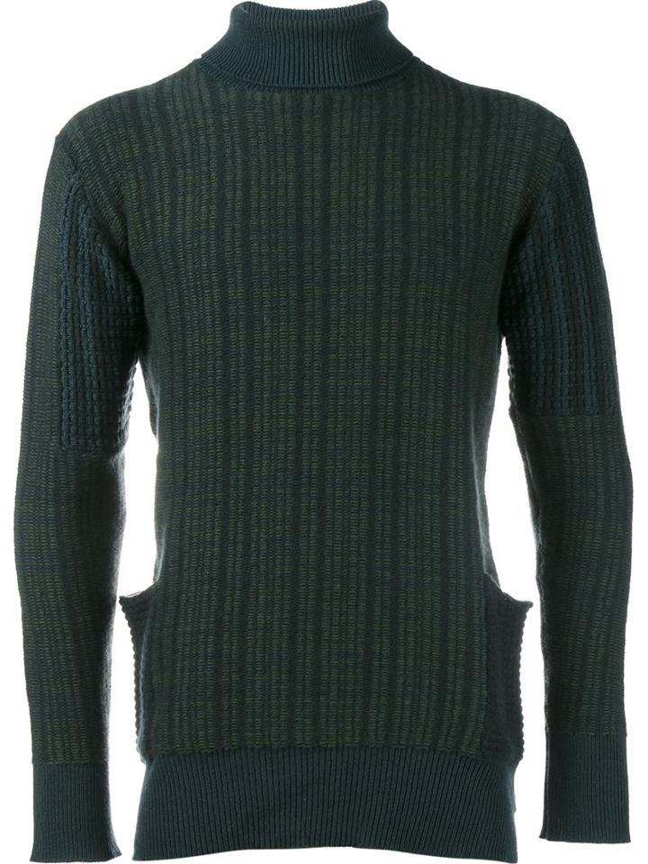 Curieux Roll Neck Jumper, Men's, Size: Small, Green, Cashmere