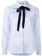 Gucci Striped Neck Tie Shirt, Women's, Size: 40, White, Cotton