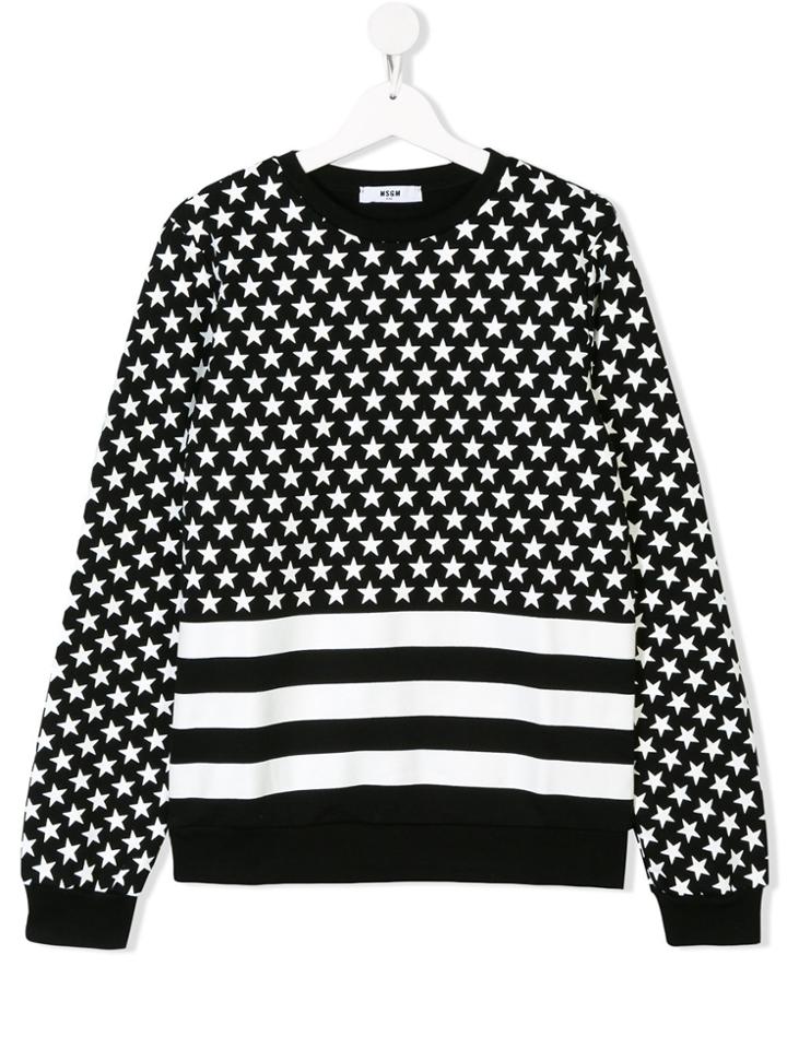 Msgm Kids Teen Stars And Stripes Sweatshirt - Black