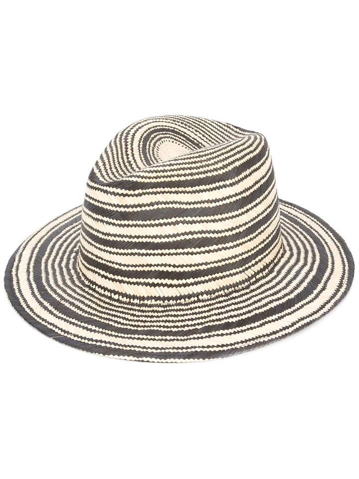 Rag & Bone - Striped Panama Hat - Women - Straw - L, Nude/neutrals, Straw