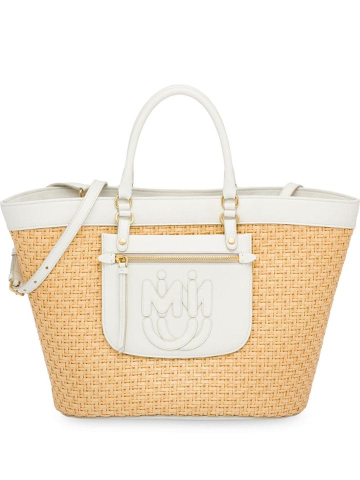 Miu Miu Straw Tote Bag - Neutrals