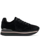 Emporio Armani Velvet Platform Low-top Sneakers - Black