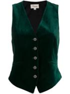 Temperley London Clove Velvet Single-breasted Gilet - Green