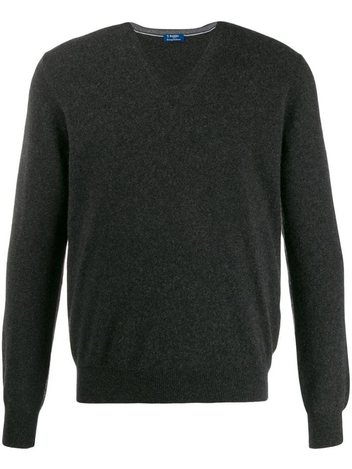 Barba V-neck Jumper - Grey