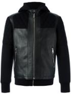 Neil Barrett Layered Hooded Jacket, Men's, Size: Large, Black, Lamb Skin/viscose/polyester