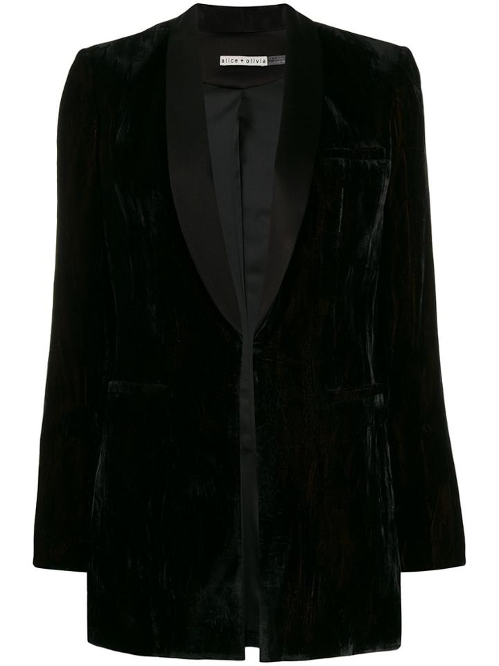 Alice+olivia Velvet Tuxedo Blazer - Black