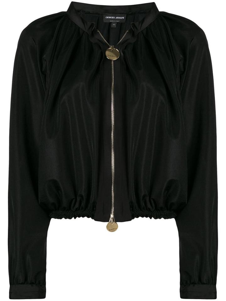 Giorgio Armani Gathered Bomber Jacket - Black