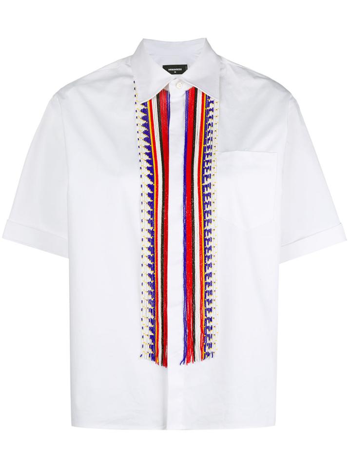 Dsquared2 Beaded Half Sleeve Shirt - White