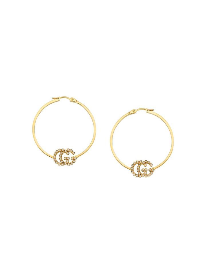 Gucci Gg Running Earrings With Diamonds, Small - Gold