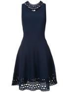 Milly - Flared Cut Out Dress - Women - Polyester/viscose - S, Blue, Polyester/viscose