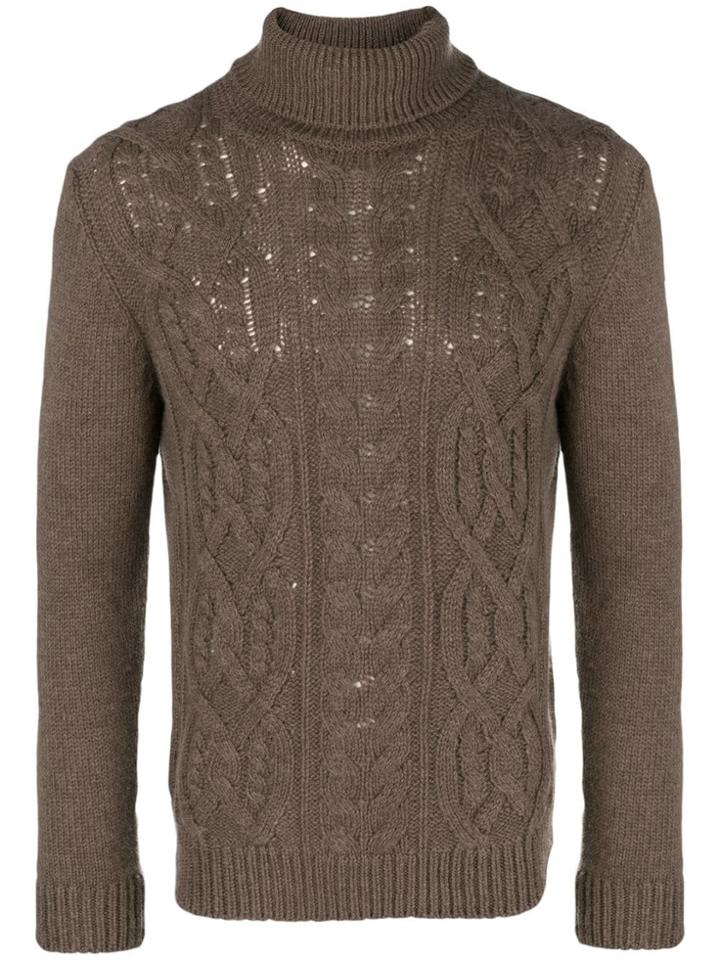 Tagliatore Todd Cable Knit Jumper - Brown