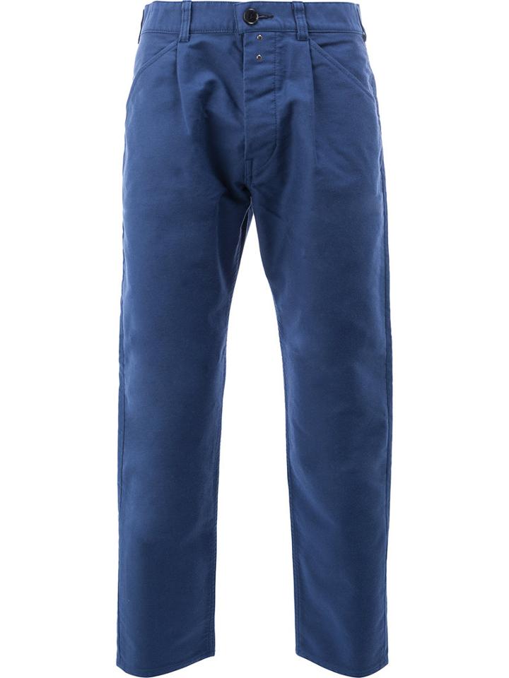 Ganryu Comme Des Garcons Tapered Cropped Trousers, Men's, Size: Medium, Blue, Cotton