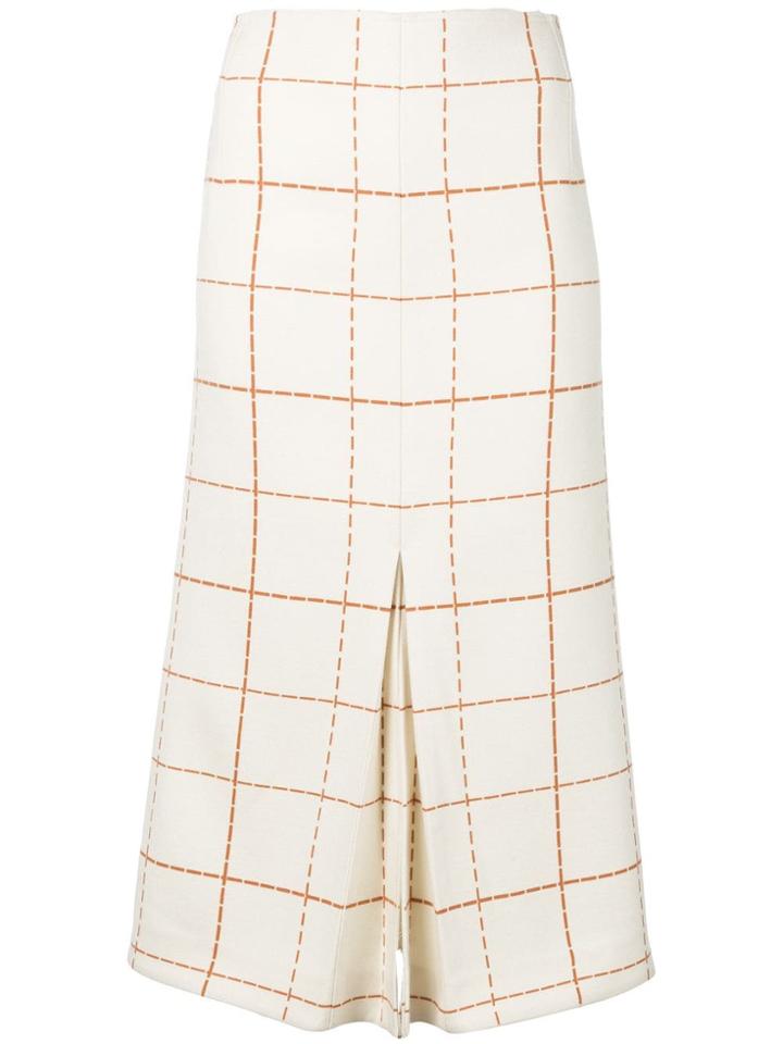 Victoria Beckham Check Pleated Skirt - Neutrals
