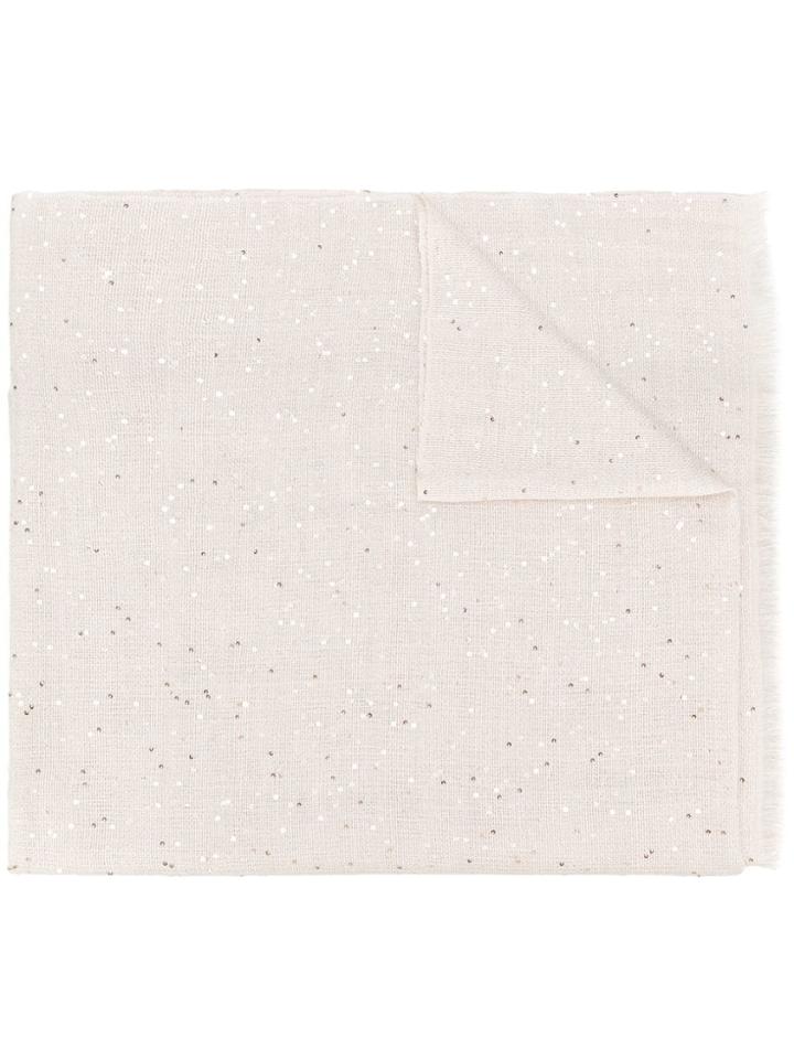 Brunello Cucinelli Sequin Embellished Scarf - Neutrals