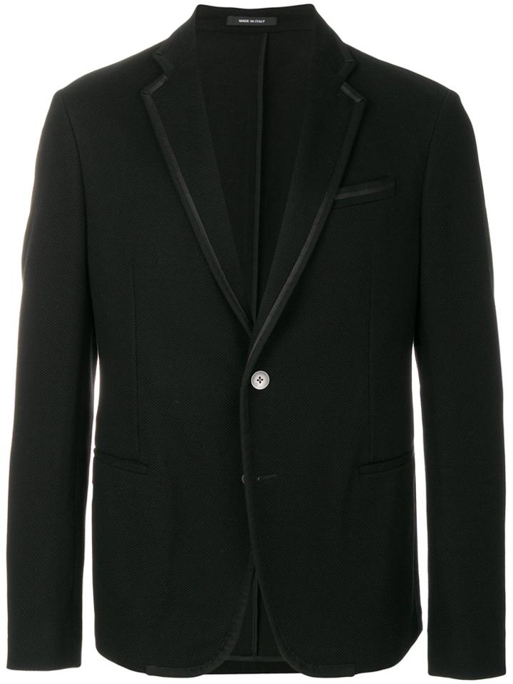 Giorgio Armani Satin Trimmed Blazer - Black
