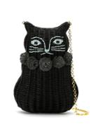 Serpui Straw 'cat' Clutch - Black