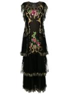 Alberta Ferretti Embroidered Evening Gown - Black