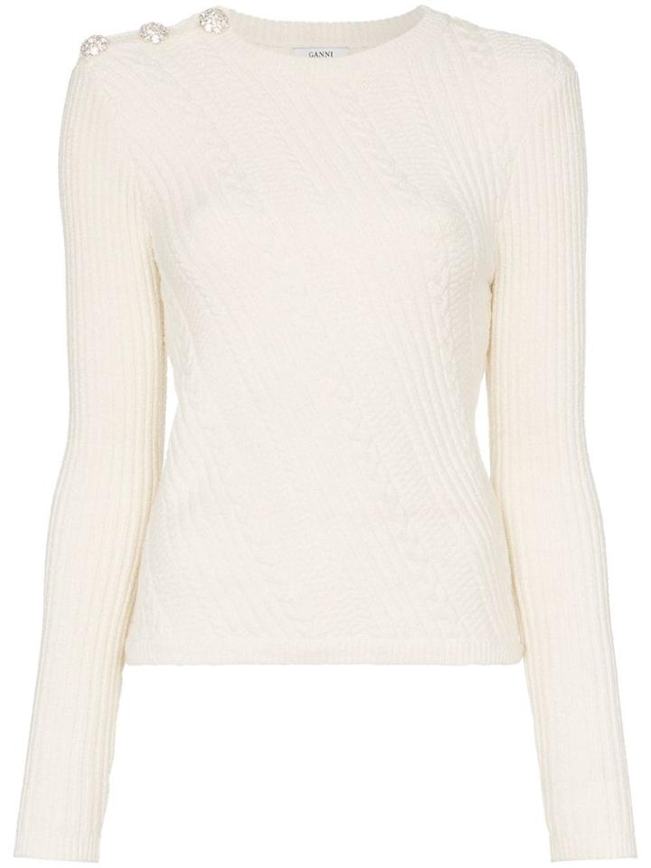 Ganni Cable-knit Top - White