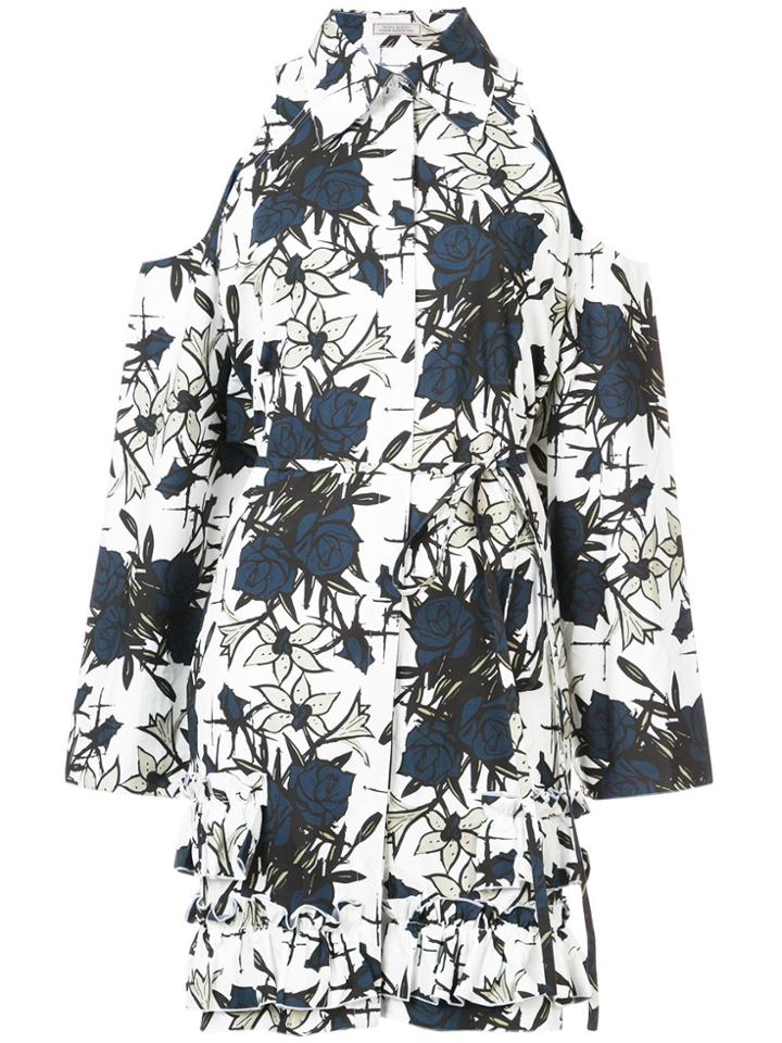 Nina Ricci Flower Print Shirt Dress - Blue