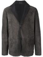 Desa Collection Button Front Jacket, Men's, Size: 50, Grey, Sheep Skin/shearling