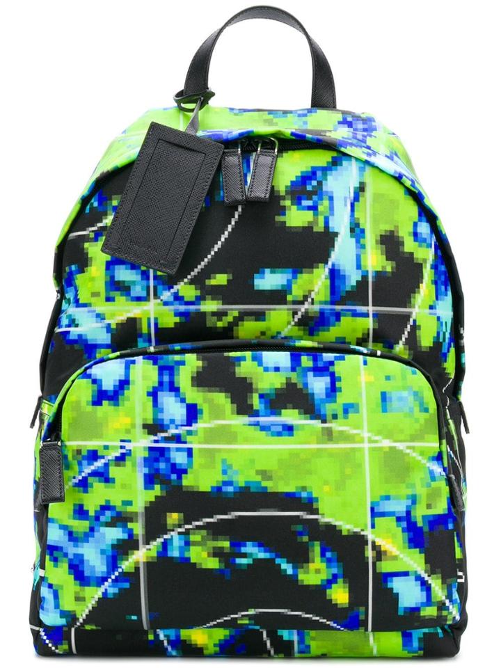 Prada Pixel Print Backpack - Nero
