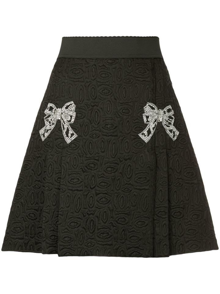 Dolce & Gabbana Bow Applique Jacquard Skirt - Black