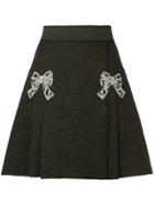 Dolce & Gabbana Bow Applique Jacquard Skirt - Black