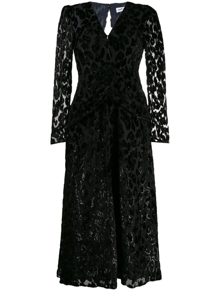 Self-portrait V-neck Midi Dress - Black