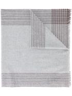 Brunello Cucinelli Striped Border Scarf, Men's, Grey, Polyamide/cashmere/alpaca