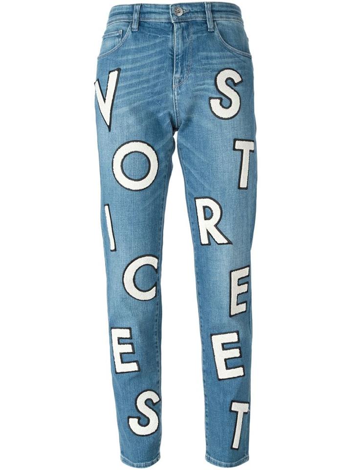 Each X Other Letter Patch Jeans, Women's, Size: 25, Blue, Cotton/polyester/spandex/elastane/cotton