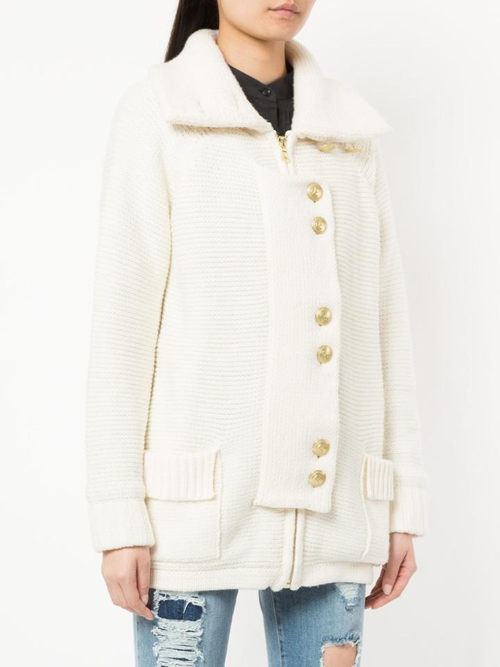 Pierre Balmain Decorative Button Cardigan Coat - White