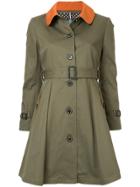 Guild Prime Contrast Collar Single Breasted Coat - Green