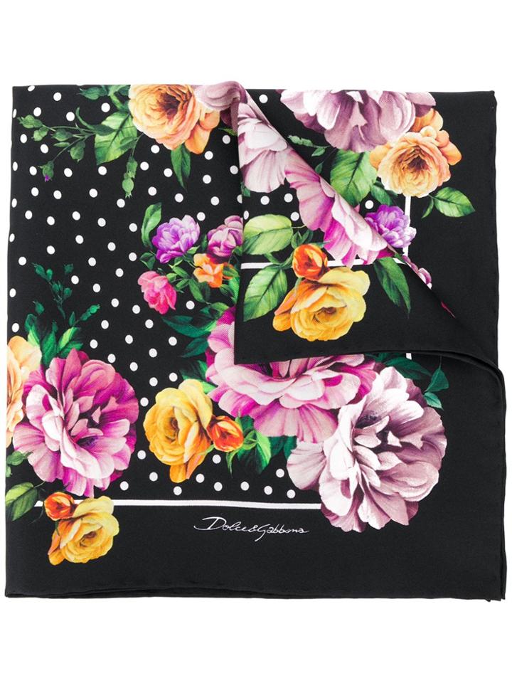 Dolce & Gabbana Floral Dotted Foulard - Black