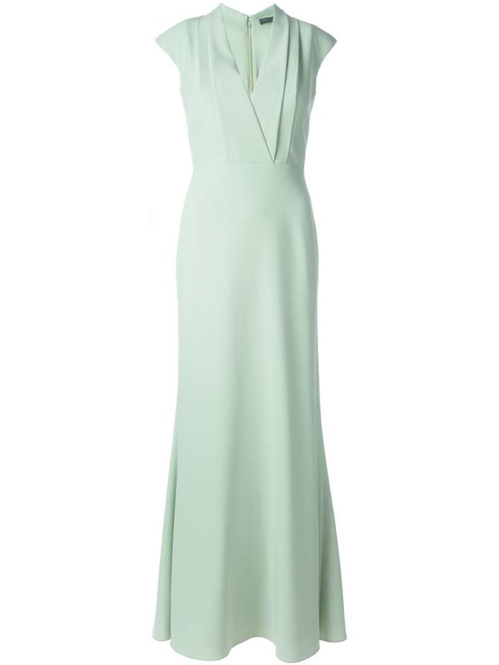 Alexander Mcqueen V-neck Evening Dress, Women's, Size: 38, Green, Acetate/viscose/silk