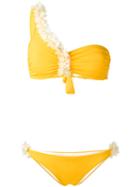 La Reveche - One Shoulder Bikini - Women - Polyamide/spandex/elastane - M, Yellow/orange, Polyamide/spandex/elastane