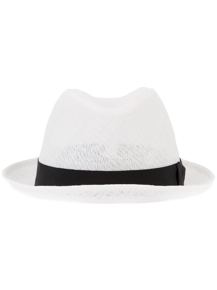 Junya Watanabe Comme Des Garçons Woven Trilby Hat, Men's, White, Acetate/abaca/nylon