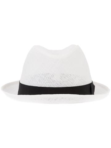 Junya Watanabe Comme Des Garçons Woven Trilby Hat, Men's, White, Acetate/abaca/nylon