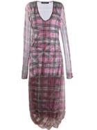 Y/project Long-sleeve Plaid Dress - Pink
