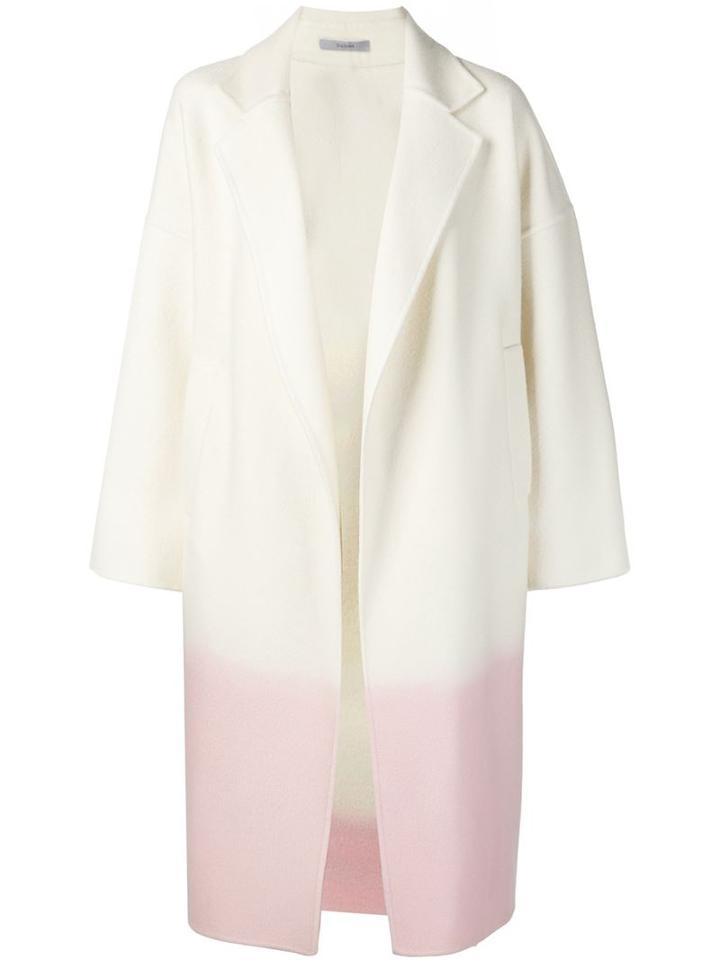 Dusan Two-tone Notched Collar Coat, Women's, Size: Small, White, Cashmere