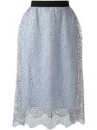 Self-portrait Floral Lace Midi Skirt, Women's, Size: 10, Blue, Polyester