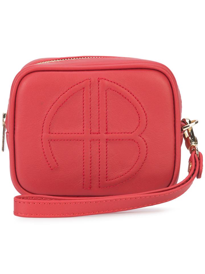 Anine Bing Logo Zipped Pouch - Red