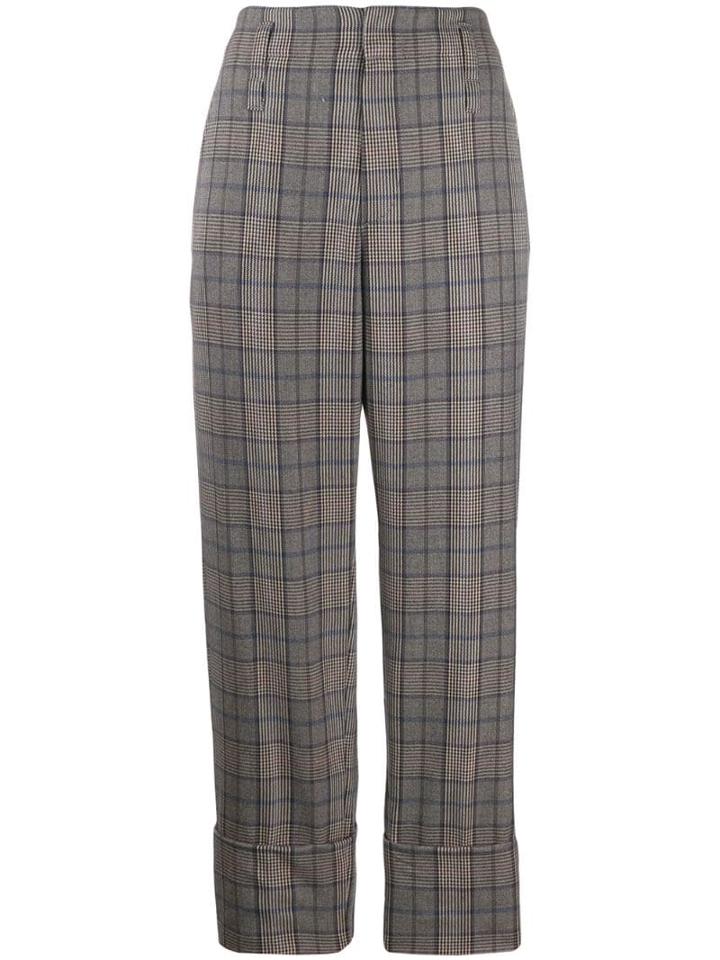 Brunello Cucinelli Straight Leg Checked Trousers - Black