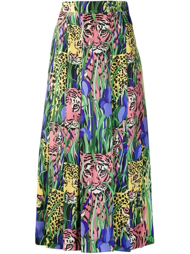 Gucci Feline Garden Print Skirt - Green